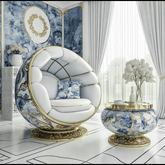 Trueliving Royal White Chair Living Room H 34 x W 27 x D 31.5